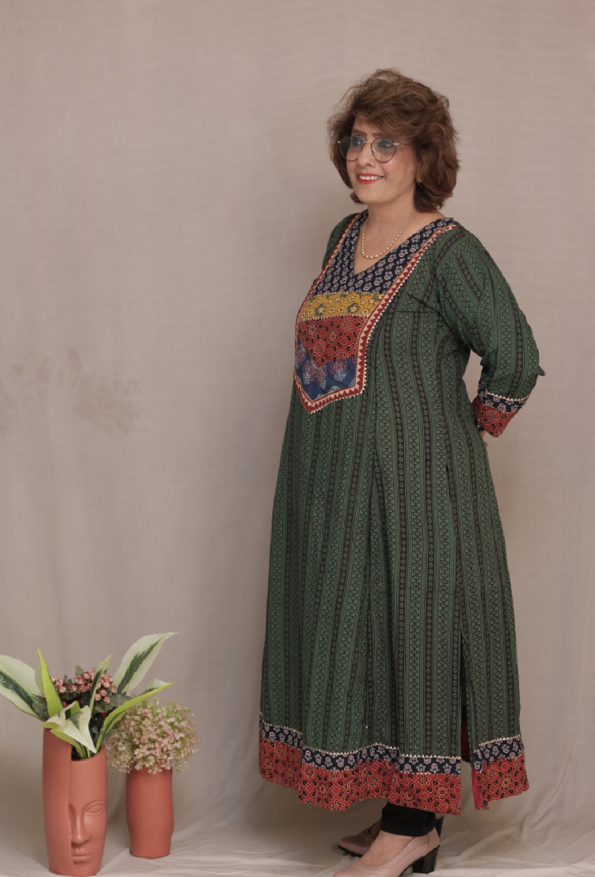 Green Bagh Print Kurta