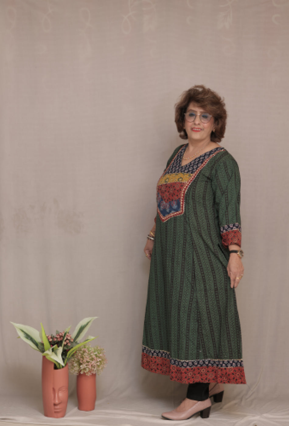 Green Bagh Print Kurta