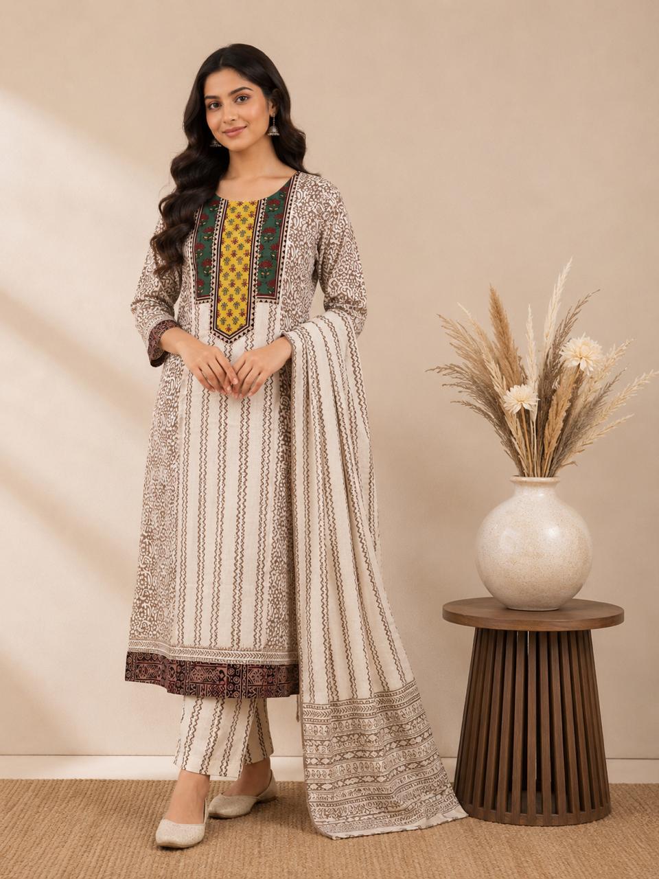 Cotton 3-Piece Suit Occur Color